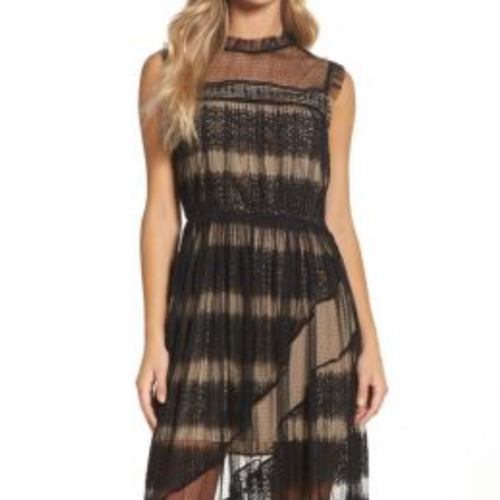 Nordstrom black lace midi dress large